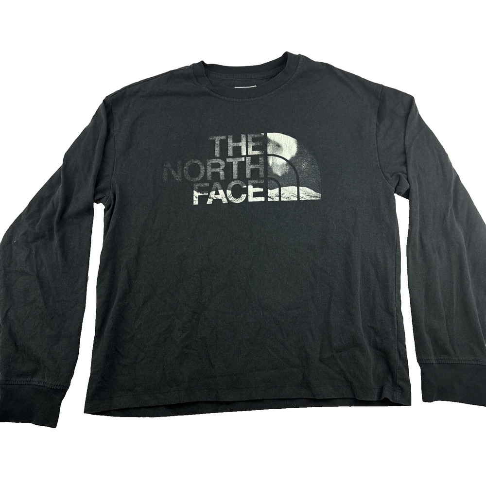 The North Face Long Sleeve T Shirt Medium Black Logo Graphic Outdoor Hiking